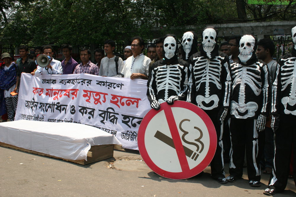 tobacco control, increasing tobacco consumption among youth and reduction of tobacco related deaths and disabilitiesSkeleton GatheringWBB Trust,Prottyasha Anti-Drugs Club, Arunodoyer Tarun Dal and Bangladesh Tamak Birodhi Jote (BATA). 